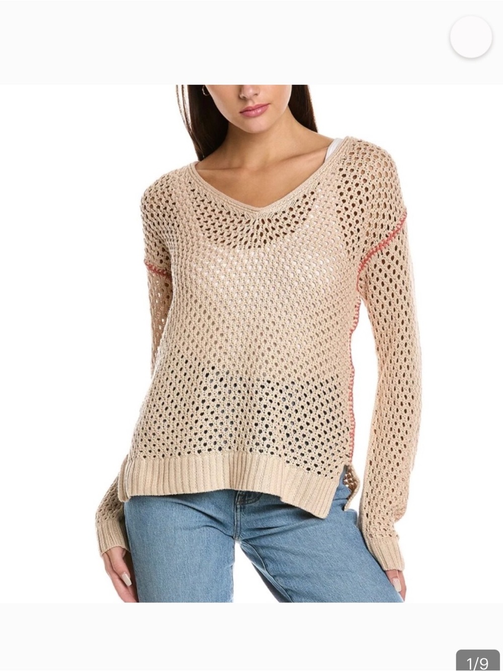 Johnny Was NWT cream Theresa crochet sweater Relaxed Coastal Beachy resortwear M